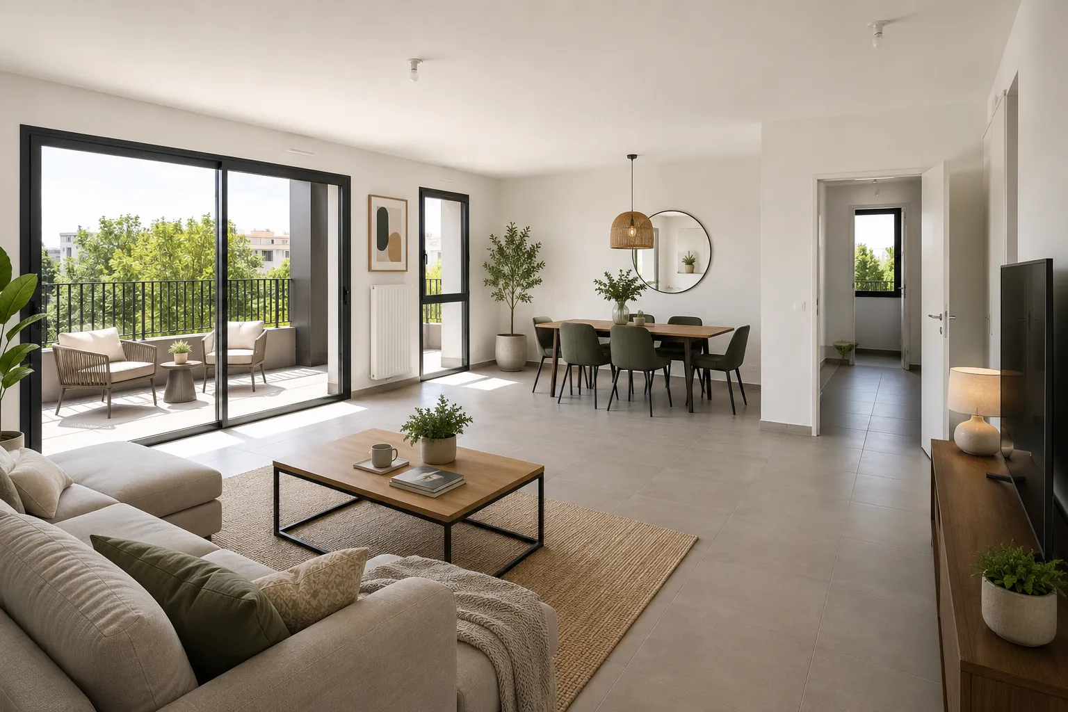 Furnished living room after home staging