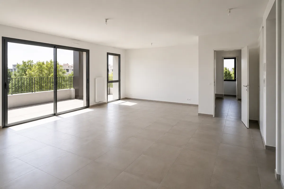 Empty living room before home staging